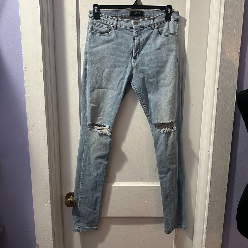 ORO Los Angeles Distressed Light Skinny Jeans‎ in 30x32